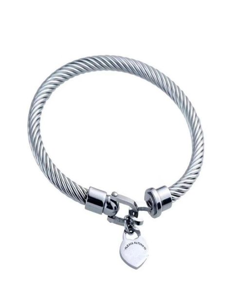 

2020 stainless steel jewelry whole steel wire bracelet men and women lovers bracelet love tag bracelet gold designer bangles3856901, Golden;silver