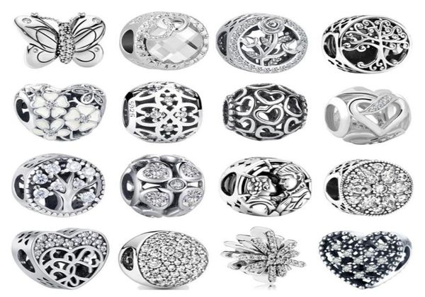 

925 silver fit charm 925 bracelet love white zirconia charm charms set pendant diy fine beads jewelry2508859, Bronze;silver