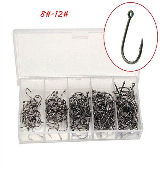 

500pcsbox 5 models mixed 812 black ise hook high carbon steel barbed fishing hooks fishhooks asian carp pesca tackle kl5029766827