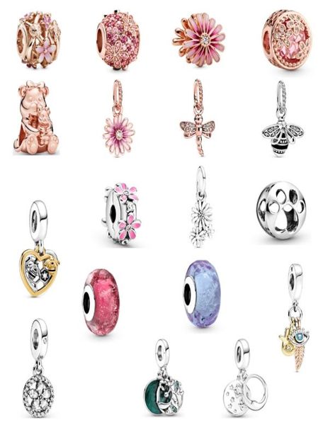 

925 sterling silver luxury lady rose gold zircon jewelry bear flower dragonfly windmill pendant beads fit bracelet necklace diy5032167, Black