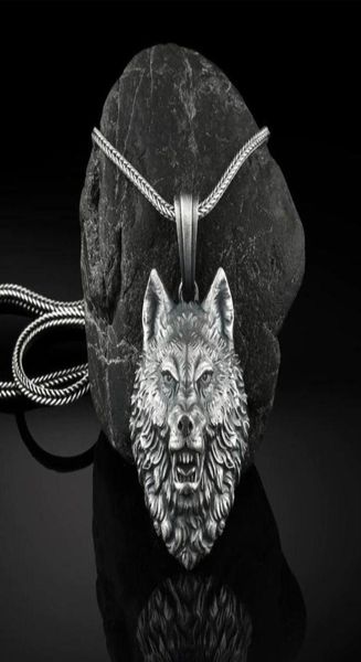 

stainless steel wolf head animal pendant men039s hip hop necklace punk pendant vintage accessories78178962302027, Silver