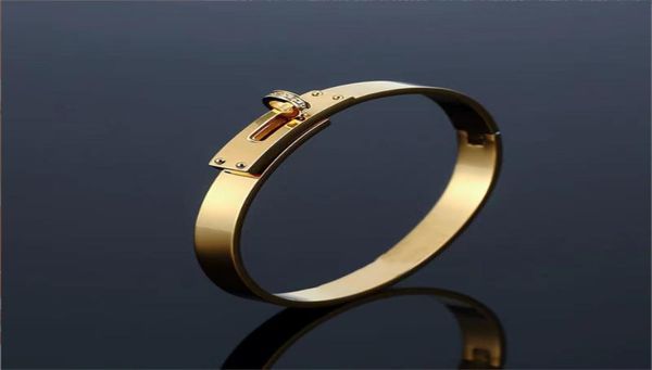 

men bracelet women bangle diamonds bracelet stainless steel jewelry is simple and fashionable charm womens button cou7509117, Black