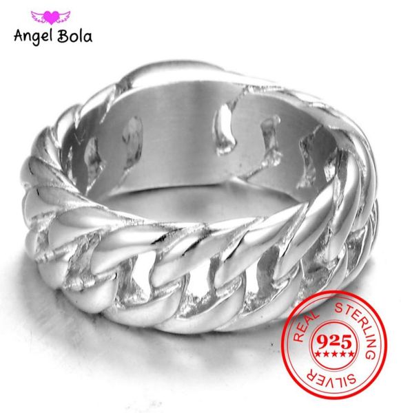 

finger art retro s925 sterling silver buddha ring punk biker jewelry wide chain ring drop 3936697