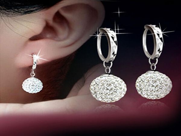 

austrian crystal dangle earrings rhinestone disco ball ear jewelry 925 sterling silver earrings for wedding party brand new4470642