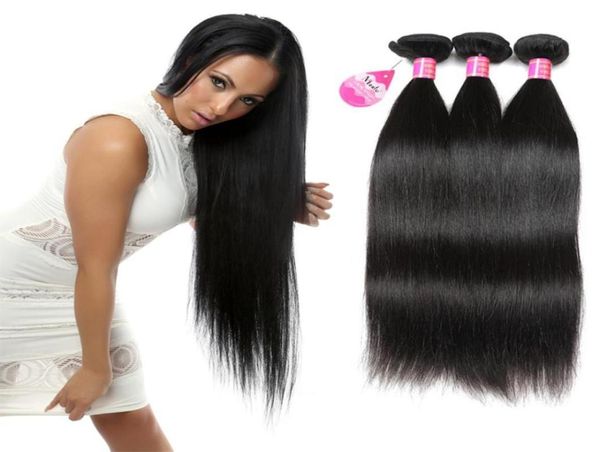 

whole brazilian straight hair bundles 3pcs peruvian malaysian indian straight hair weaves unprocessed human hair e73409115745423, Black
