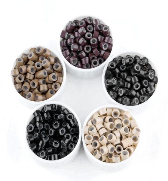 

new arrival 4mm silicone micro rings tubes beads for diy i tip bonded hair extension9049795, Black
