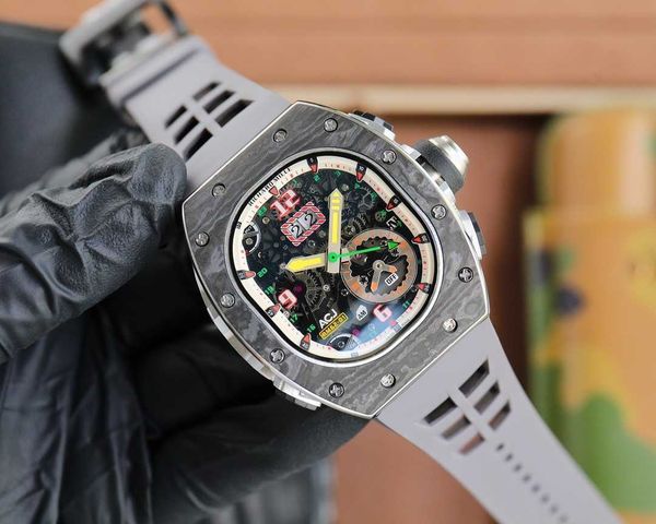 

designer fantasic men wrist watches superb rm62-01 watch kf57 fully automatic mechanical movement sapphire mirror ntpt carbon fiber case wit, Slivery;brown