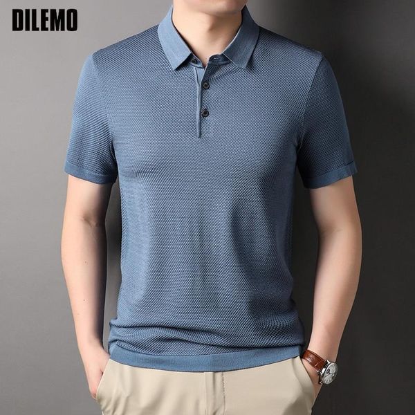 

men's polos grade jacquard summer brand no designer polo shirt men short sleeve casual solid color fashions clothes 230717, White;black