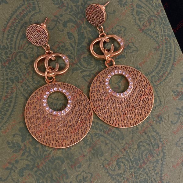 

national style earrings high sense hollow diamond set round earrings, double bronze letters connected large circle earrings shopping holiday, Silver