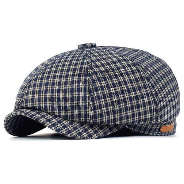 

newsboy hats spring summer plaid newsboy cap peaky octagonal hat vintage soft casual berets cap visor gatsby flat ivy hat four seasons hkd23, Blue;gray