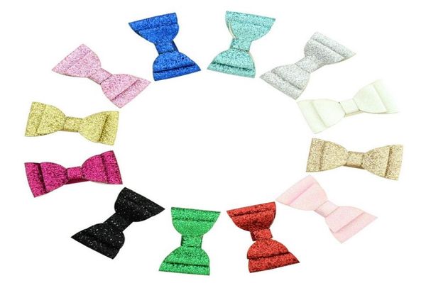 

12 colors shinny bling small double layer bowknot with whole wrapped safety hair clips kids hair accessories hairpins 8668765065, Slivery;white