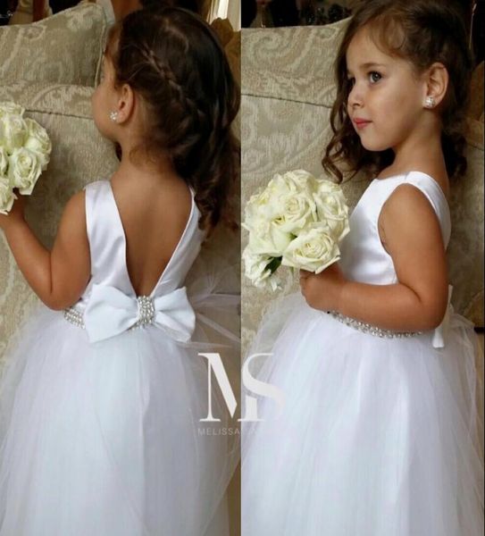 

beautiful girls dress for wedding white beaded flower dresses jewel neckline floor length lovely princess girls pageant gown party3305809, White;blue