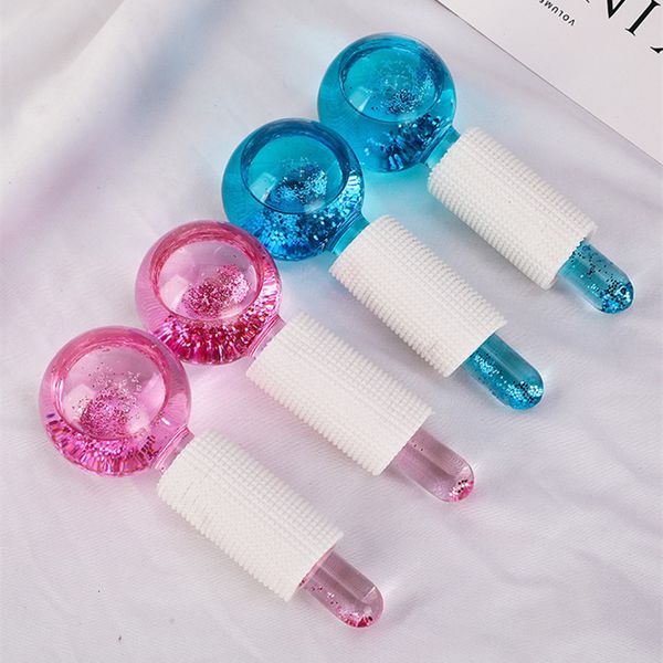 

full body massager 2pcsbox crystal ice hockey roller energy massage beauty eye crystal ball massager water wave ice globes skin care 230718