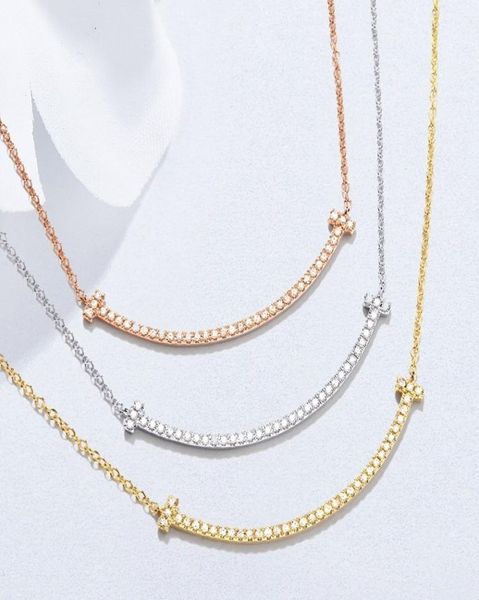 

fashion diamond necklace lady titanium steel smile lettering pendant 18k plated gold necklaces with double lettesr pendant 3 color3544910, Silver