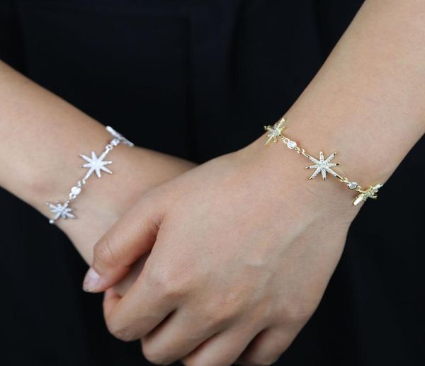 

2020 luxury fashion cubic zirconia stone adjust charm bracelet for women exquisite gold silver color chain cuff bracelet girl jewe1445450, Golden;silver
