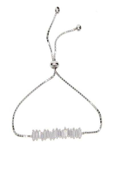

slider box chain simple bracelets geometric bar charm baguette cubic zirconia paved cz bar bracelet 100 925 silver jewelry3561055, Golden;silver