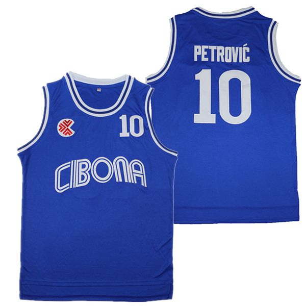 

outdoor tshirts sport basketball jerseys cibona 10 petrovic jersey embroidery sewing outdoor sportswear hiphop culture movie bule 230717, Gray;blue