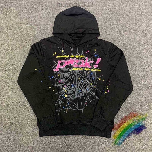 

men's hoodies sweatshirts puff print sp5der hoodie men women heavy fabric spider web sweatshirts pullover g220908, Black
