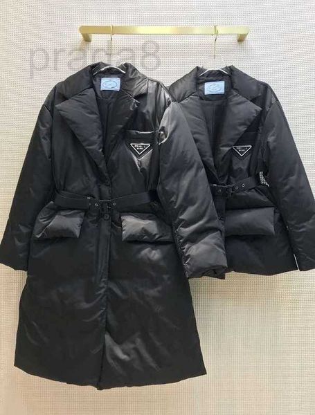 

women's leather & faux designer cottons coats autumn and winter new triangle long short cotton coat suit lapel large pocket xzii, Black