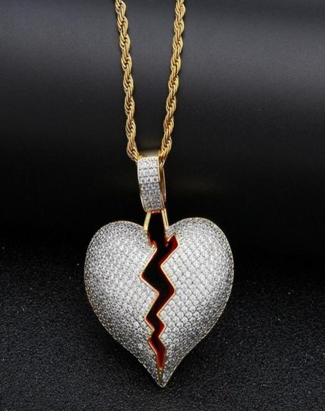 

solid broken heart pendant necklace for mens womens fashion personality hip hop necklaces couple jewelry8009292, Silver