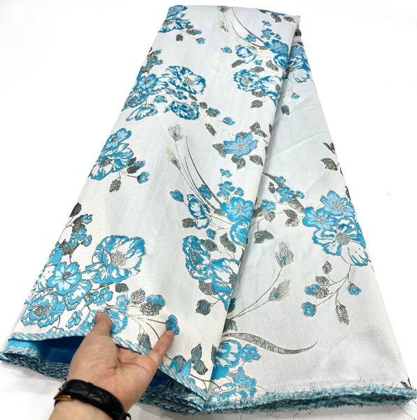 

yq-9202 jacquard fabric lace african brocade matching female dress wedding dinner party style 5yards popular floral wine red delicate garmen, Black;white