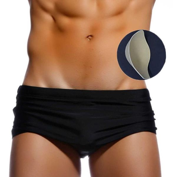 

black solid 2022 swimsuit padded mens swim briefs summer beach wear zwembroek heren push up cup gay swimwear men 14 styles9717507