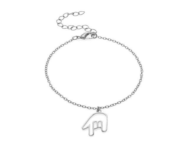 

10pcs outline small rock roll hand gesture bracelets simple asl i love you sign language palm europe america music charm chain jew8930563, Golden;silver