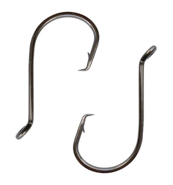 

100pcs 7384 high carbon steel fishing hooks black offset sport circle bait fishing hook size 1805972005