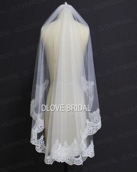

new arrival elbow length romantic lace bridal veil one layer soft tulle wedding hair accessory with comb real po epacket 8352924, Black
