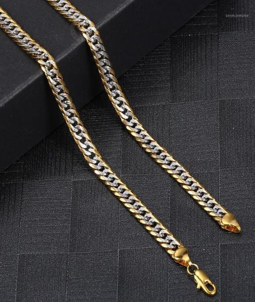 

chains vintage 6mm gold filled hammered cut curb cuban mix silver color chain necklace for men jewelry gift gn49411248241