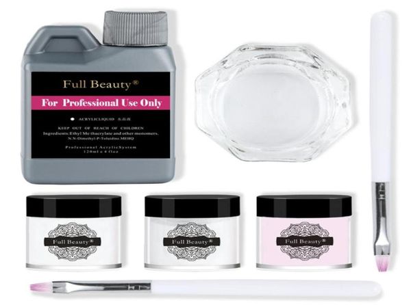 

7pcs manicure nail set acrylic powder dust acrylic liquid nail polymer builder brush glass cup art tool kit sa15737900863