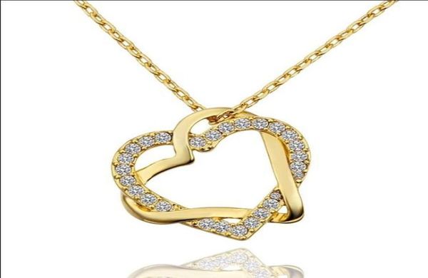 

fashion jewelry 18k gold plated rhinestone crystal heart pendant necklace wedding gift 10pcslot3558204, Silver