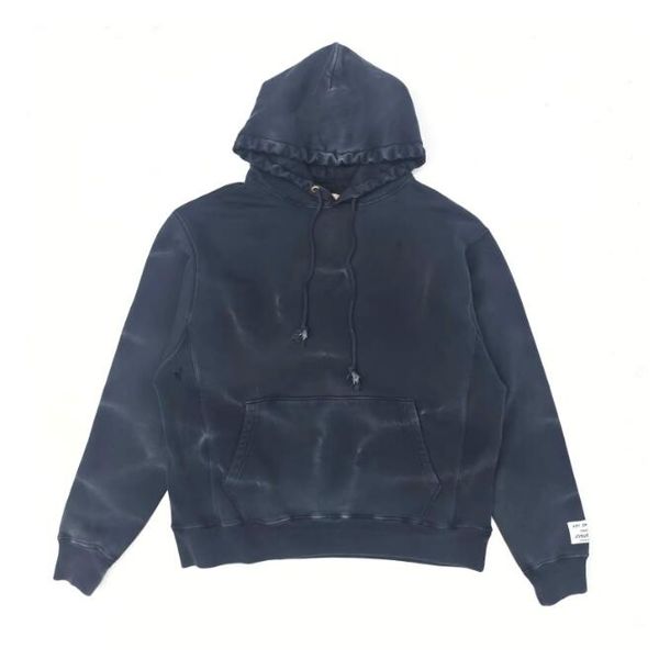 

spring fall men's washed old flocked water ripple vintage hoodie, Black;brown