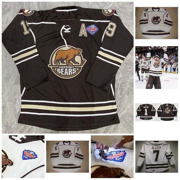 

2023 caldercup hershey bears jerseys brayden holtby nick naumenko brayden holtby schill oleksy bourque larsen tanguay dore custom name and n, Black;red