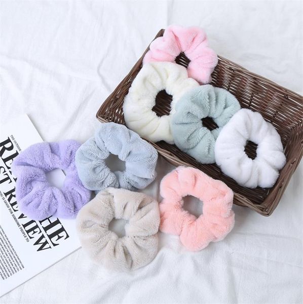

solid color girls children autumn winter elastic scrunchie scrunchy hairbands rope ponytail holder hair accessories 2680 y28103918, Slivery;white