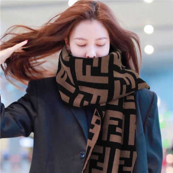 

double ff letter female winter versatile net red new thickened warm cashmere f shawl korean scarf cute, Blue;gray