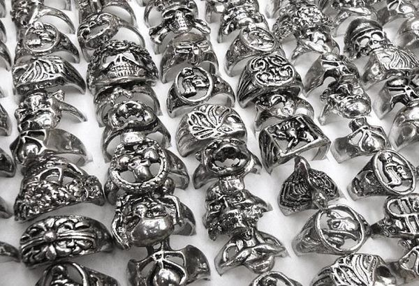 

gothic skull carved biker mixed styles lots mens antisilver rings retro new jewelry r00349535128, Silver