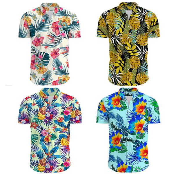 

mens casual shirts aloha shirt flower button beach oversized printed camisa hawaii 230718, White;black