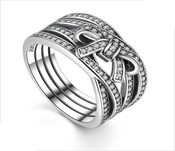 

charm cross bow ring for p 925 sterling silver classic ladies ring holiday gift with original box with logo8530811, Slivery;golden