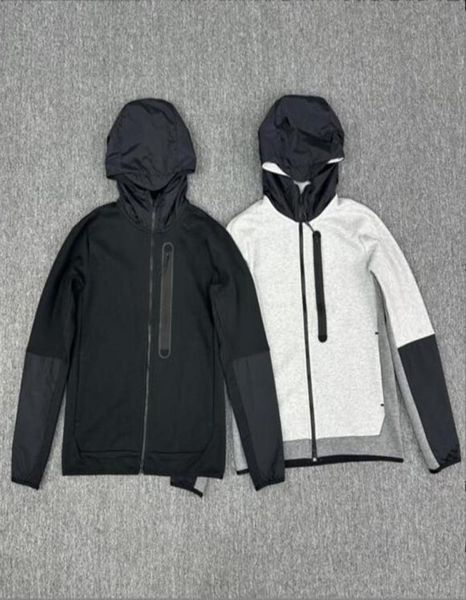 

designer men woman tech fleece pants jacket windrunner hoodie men039s spring new sportswear hat casual jacket zipper4309382, Black