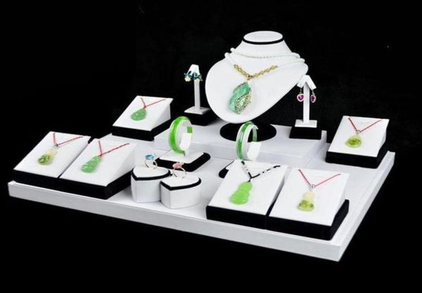 

white black jewelry display pendant earring ring necklace holder window showcase2535744