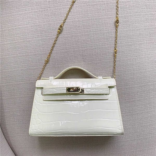 

designer kelys tote bag genuine 2023 new leather bag with crocodile pattern chain mini one shoulder oblique straddle portable women's15