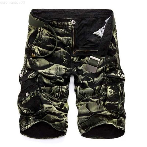 

men's shorts mens military cargo shorts 2022 brand new army camouflage shorts men cotton loose work casual short pants no belt l230718, White;black