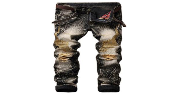 

whole 2017 slim fit straight plus men jeans slim fit eagle wing embroidered biker denim pants male rap casual hole ripped pun9298326, Blue