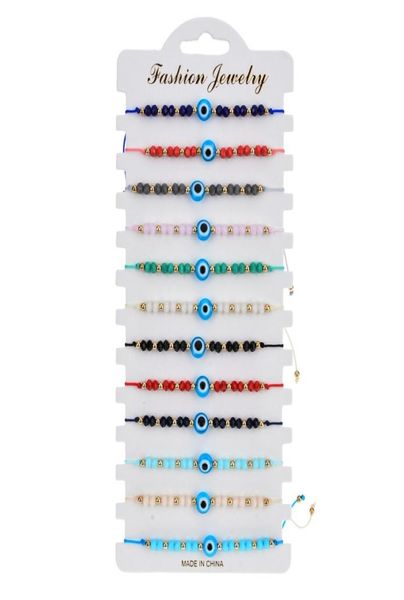 

12 pcs colorful evil eye beaded bracelets handmade braided string good luck nazar amulet bangle lucky turkish religious symbol jew6147404, Golden;silver