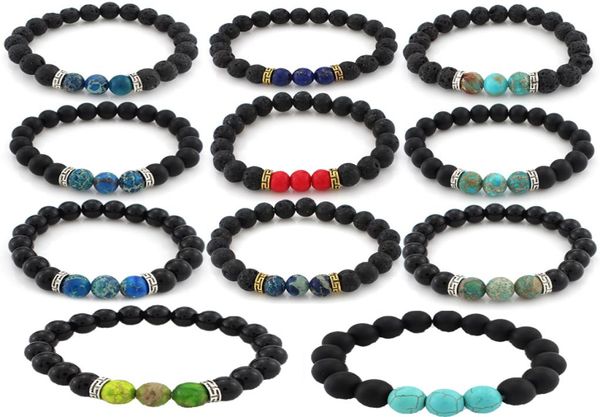 

natural lava stone bracelets 7 chakra yoga energy beads essential oil diffuser bracelet bangle for men women fashion jewelry kimte2966974, Golden;silver