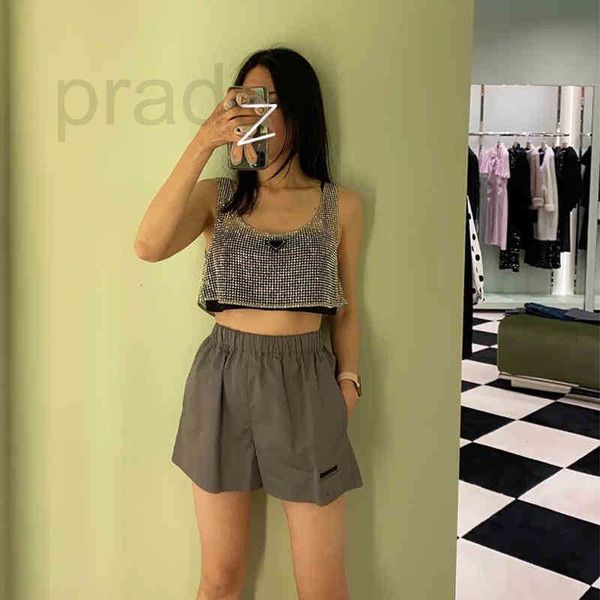 

women's tanks & camis designer heavy industry glittering drill hollowed out navel vest spring spice girl versatile loose women's, White
