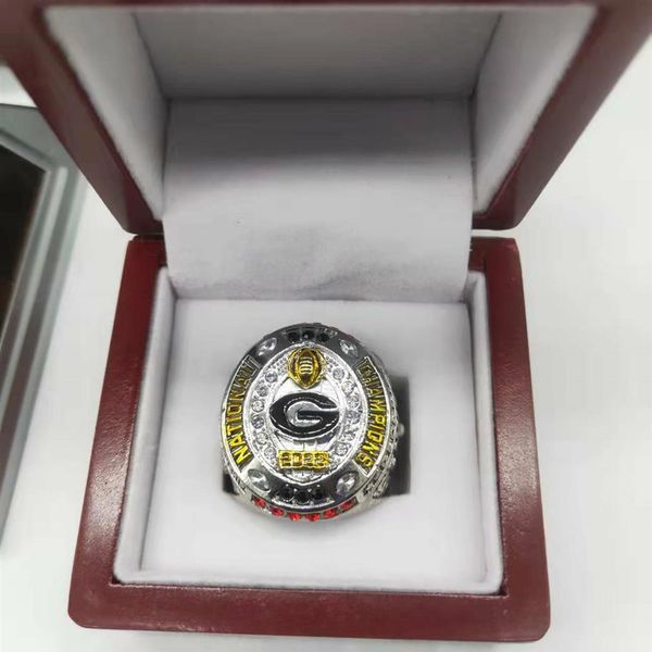 

georgia bulldogs 2021-2022 football championship ring with collector's display case224z, Golden;silver