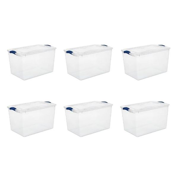 

(2 pack) 66 quart. latch box plastic, stadium blue, set of 6