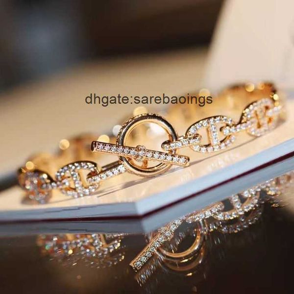 

aher mas designer luxury brand enamel bracelet h pig nose diamond full sky star bracelet for women 18k rose gold mesh red, Black